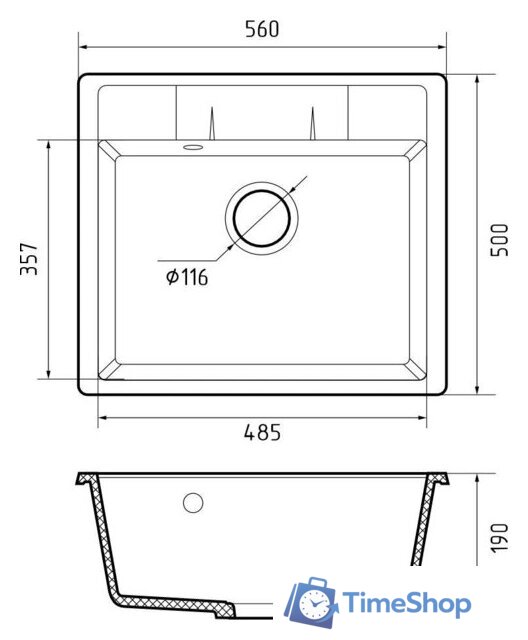 Кухонная мойка GranFest Quadro 561 (серый) - Изображение №2 — Интернет-магазин Time-Shop