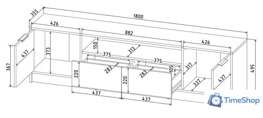 Тумба Интерлиния ТВ Концепт КТ-ТВ4-50 (дуб белый/дуб золотой) - Изображение №4 — Интернет-магазин Time-Shop