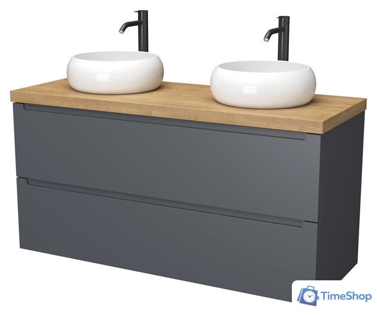  ЗОВ Тумба под умывальник Дион 120 D120LAFM7015MKV5-HPL38T (туя/графит матовый) - Изображение №1 — Интернет-магазин Time-Shop