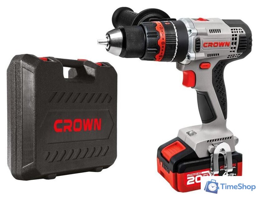 Ударная дрель-шуруповерт Crown CT21075HMX-4 BMC (с 2-мя АКБ, кейс) - Изображение №1 — Интернет-магазин Time-Shop