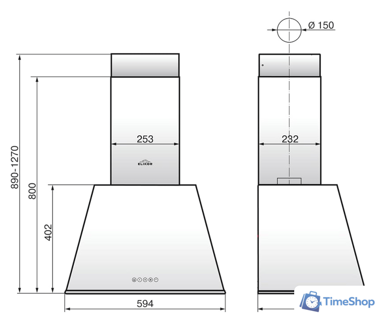 Кухонная вытяжка Elikor Гамма 60П-650-Э3Д (антрацит/серебро) (946118) - Изображение №2 — Интернет-магазин Time-Shop