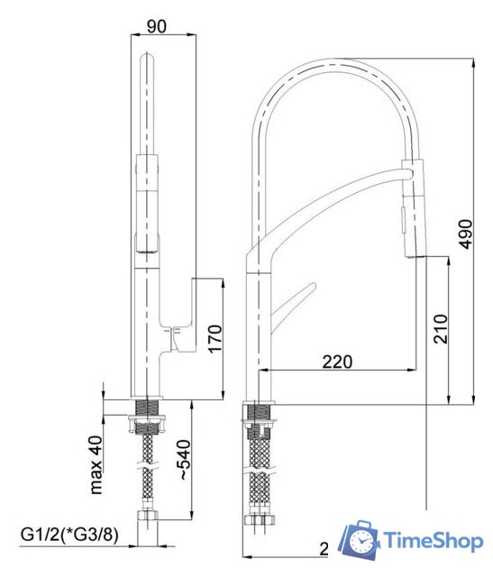 Смеситель Rubineta Ultima-50 (WT) - Изображение №2 — Интернет-магазин Time-Shop