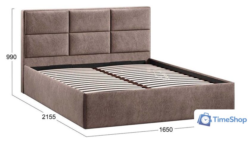 Кровать Трия Стелла Тип 1 c ПМ и заглушиной 160x200 (микровелюр Wellmart Latte) - Изображение №4 — Интернет-магазин Time-Shop