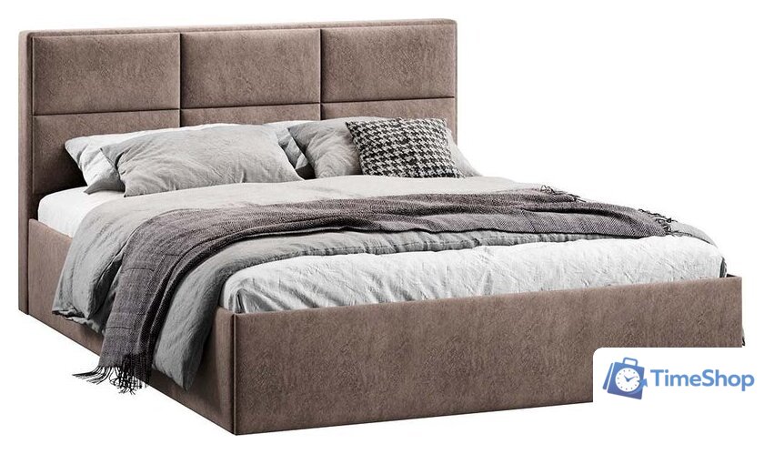 Кровать Трия Стелла Тип 1 c ПМ и заглушиной 160x200 (микровелюр Wellmart Latte) - Изображение №1 — Интернет-магазин Time-Shop