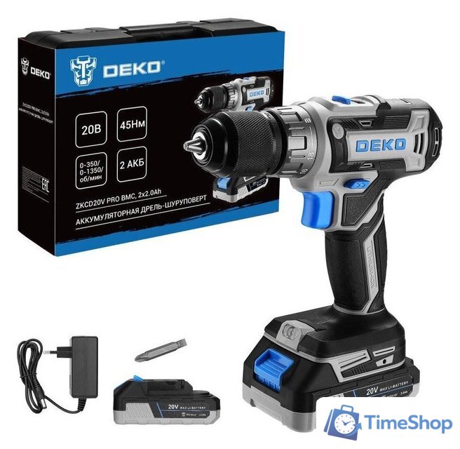 Дрель-шуруповерт Deko ZKCD20V PRO 084-1005 (с 2-мя АКБ, кейс) - Изображение №1 — Интернет-магазин Time-Shop