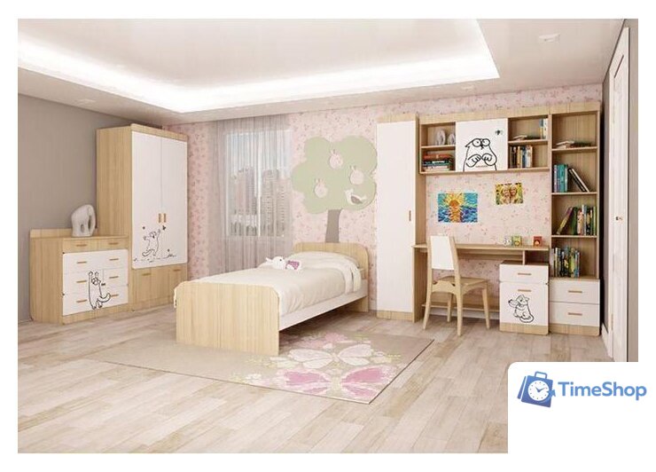 Стеллаж Аквилон Кот №5.2 (туя светлая/белый) - Изображение №2 — Интернет-магазин Time-Shop