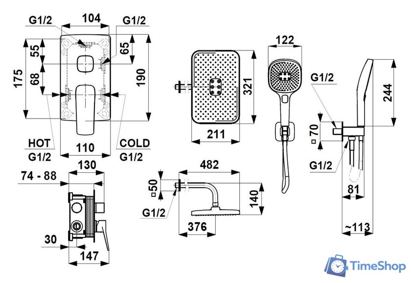 Душевая система  KFA Armatura Malaga 452950100 - Изображение №2 — Интернет-магазин Time-Shop