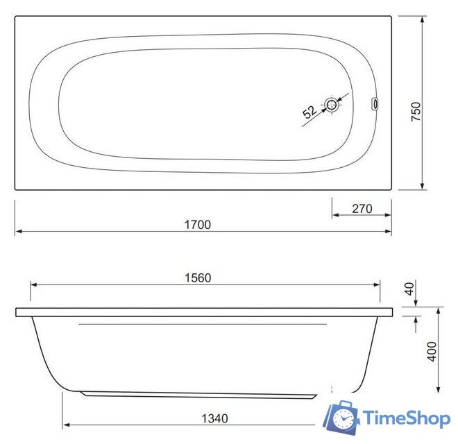 Ванна Cezares PIAVE-170-75-42-W37 - Изображение №3 — Интернет-магазин Time-Shop