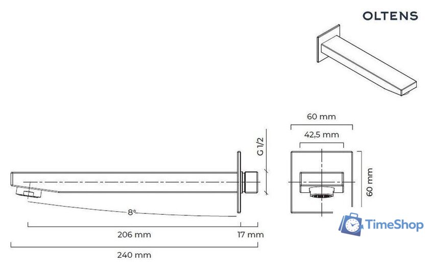 Излив Oltens Gota 39101800 - Изображение №2 — Интернет-магазин Time-Shop