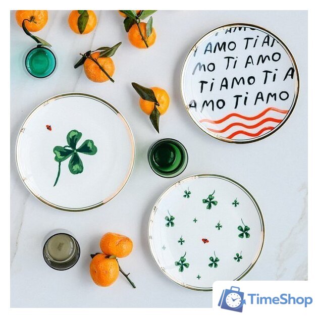 Тарелка десертная Bitossi La Tavola Scomposta FTB00263 (большой клевер/божья коровка) - Изображение №3 — Интернет-магазин Time-Shop