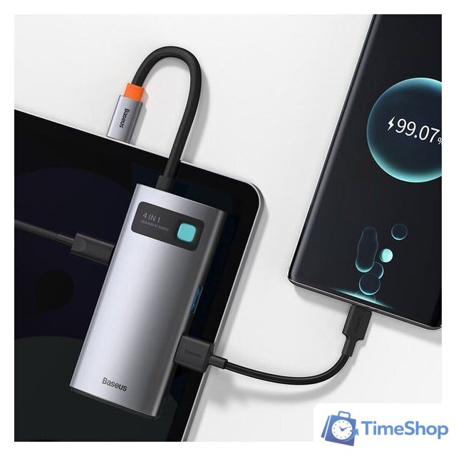 Док-станция Baseus Metal Gleam Series 4 in 1 Multifunctional Type-C CAHUB-CY0G - Изображение №8 — Интернет-магазин Time-Shop