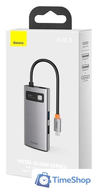 Док-станция Baseus Metal Gleam Series 4 in 1 Multifunctional Type-C CAHUB-CY0G - Изображение №13 — Интернет-магазин Time-Shop