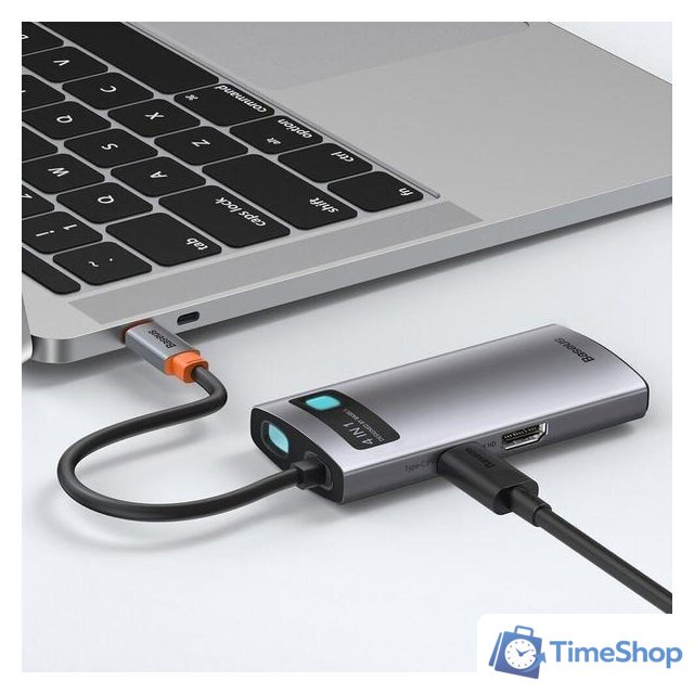 Док-станция Baseus Metal Gleam Series 4 in 1 Multifunctional Type-C CAHUB-CY0G - Изображение №9 — Интернет-магазин Time-Shop
