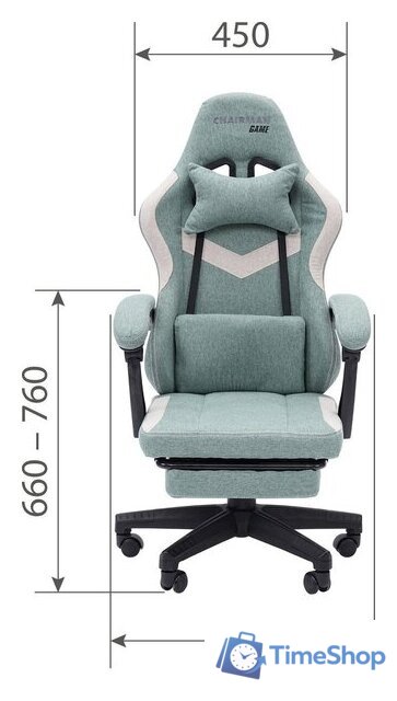 Игровое (геймерское) кресло CHAIRMAN CH26 (ткань, зеленый/бежевый) - Изображение №5 — Интернет-магазин Time-Shop