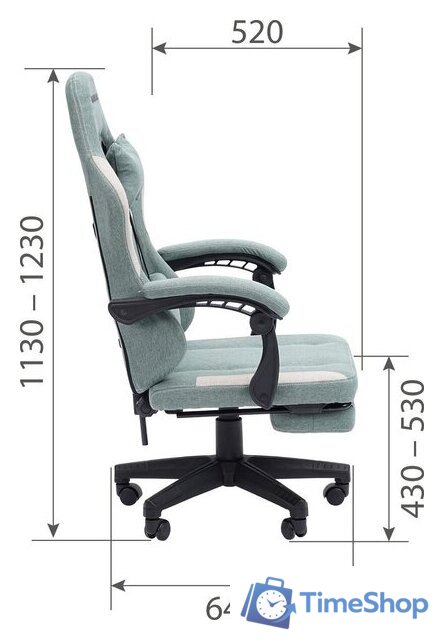 Игровое (геймерское) кресло CHAIRMAN CH26 (ткань, зеленый/бежевый) - Изображение №6 — Интернет-магазин Time-Shop