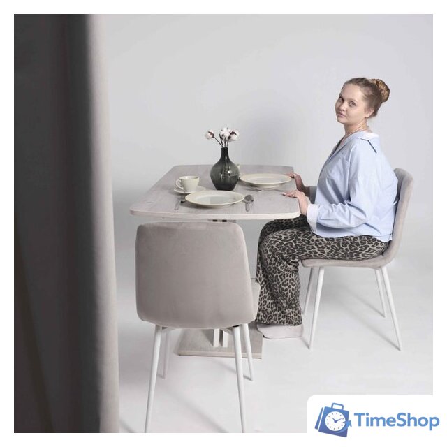 Стул Алвест AV 406-N (бежевый бархат Confetti smoke/белый) - Изображение №2 — Интернет-магазин Time-Shop