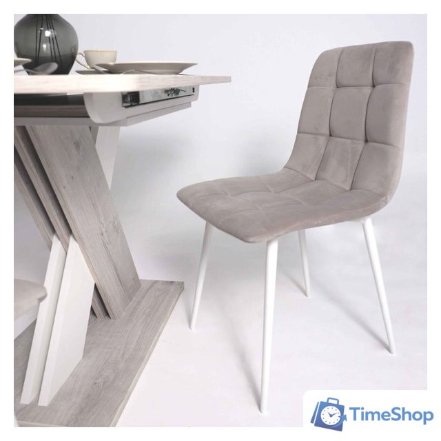 Стул Алвест AV 406-N (бежевый бархат Confetti smoke/белый) - Изображение №3 — Интернет-магазин Time-Shop