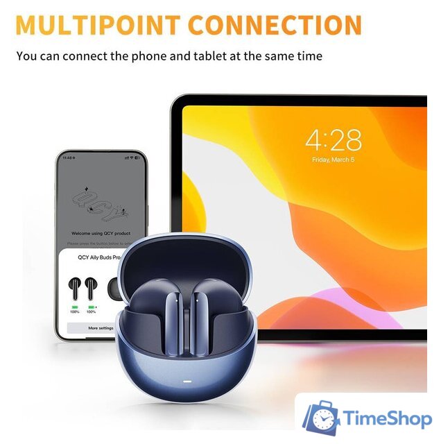 Наушники QCY AilyBuds Pro (темно-синий) - Изображение №3 — Интернет-магазин Time-Shop