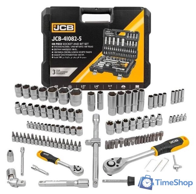 Набор трещотка с головками и битами JCB JCB-41082-5 (108 предметов) - Изображение №1 — Интернет-магазин Time-Shop