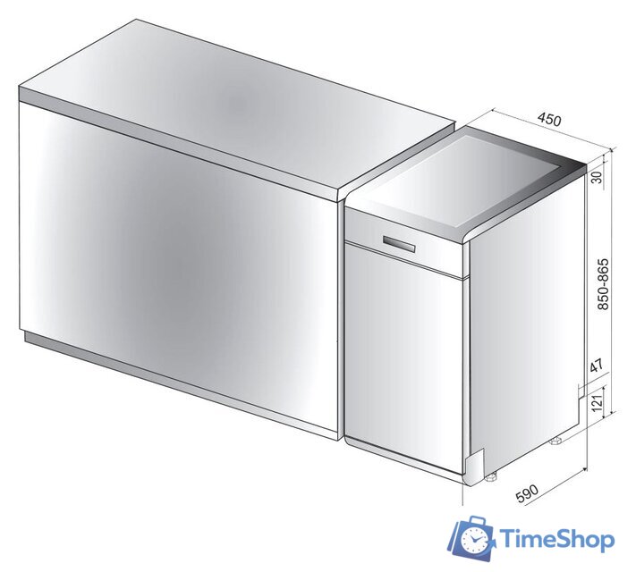 Отдельностоящая посудомоечная машина Whirlpool WSFO 3O34 PF X - Изображение №2 — Интернет-магазин Time-Shop