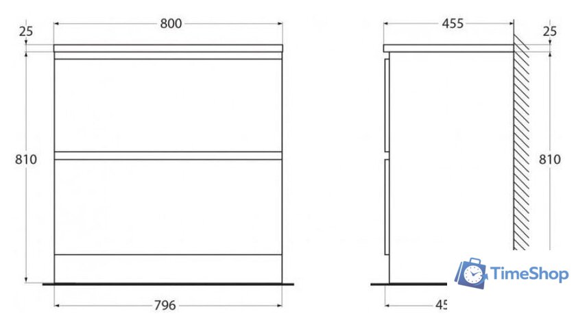  BelBagno Тумба под умывальник Albano-800-2C-PIA-BL (белый глянец) - Изображение №8 — Интернет-магазин Time-Shop