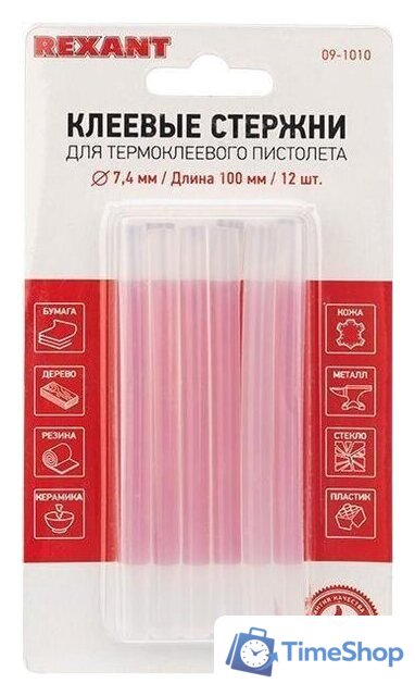 Клеевые стержни Rexant 09-1010 (12 шт, прозрачный) - Изображение №3 — Интернет-магазин Time-Shop