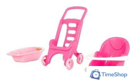 Коляска для кукол Полесье Pink Line 3х1 42842 - Изображение №1 — Интернет-магазин Time-Shop