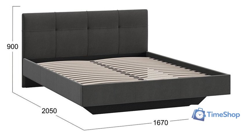 Кровать Трия Элис тип 1 с мягкой обивкой 160x200 (велюр графит) - Изображение №3 — Интернет-магазин Time-Shop