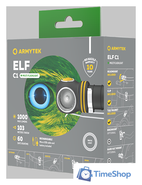 Фонарь Armytek Elf C1 Micro-USB (белый) - Изображение №5 — Интернет-магазин Time-Shop