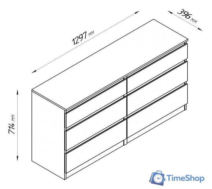 Комод Mio Tesoro Кастор 6 ящиков 2.03.02.080.3 (дуб сонома) - Изображение №6 — Интернет-магазин Time-Shop