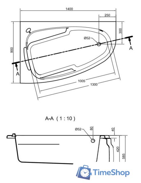 Ванна Cersanit Joanna 140x90 L (с каркасом и экраном) - Изображение №6 — Интернет-магазин Time-Shop