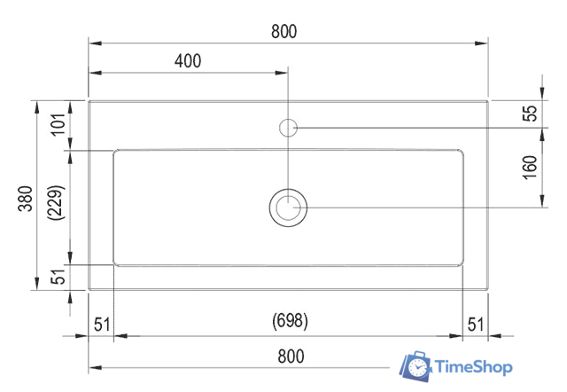Умывальник Ravak Clear 800 80x38 [XJJ01180000] - Изображение №4 — Интернет-магазин Time-Shop
