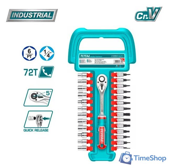 Набор трещотка с головками Total THT141271 (27 предметов) - Изображение №1 — Интернет-магазин Time-Shop
