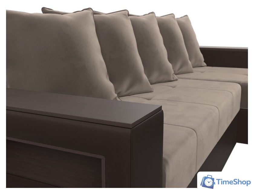 Угловой диван Лига диванов Дубай лайт правый 114156 (велюр коричневый/экокожа коричневый) - Изображение №9 — Интернет-магазин Time-Shop