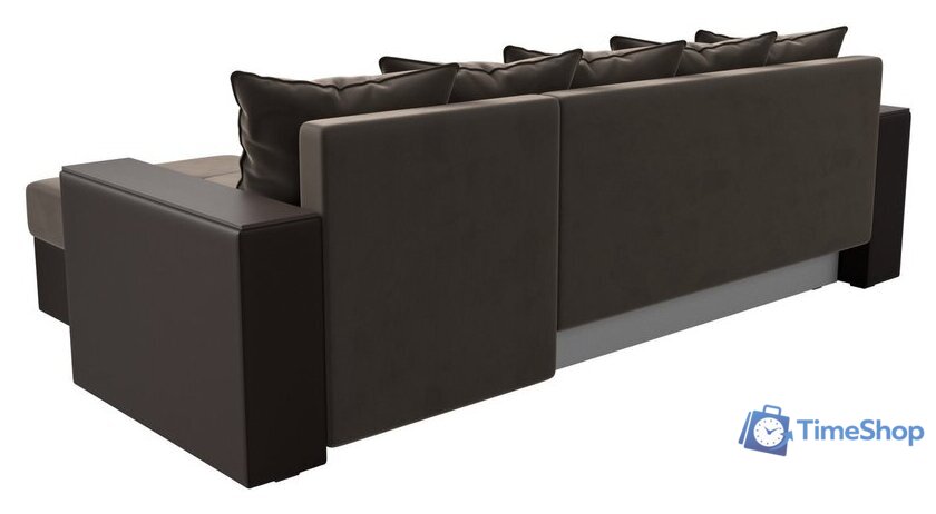 Угловой диван Лига диванов Дубай лайт правый 114156 (велюр коричневый/экокожа коричневый) - Изображение №5 — Интернет-магазин Time-Shop