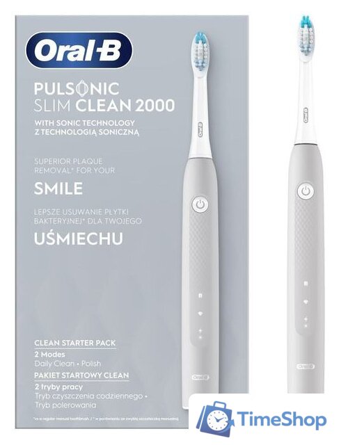 Электрическая зубная щетка Oral-B Pulsonic Slim Clean 2000 (серый) - Изображение №1 — Интернет-магазин Time-Shop