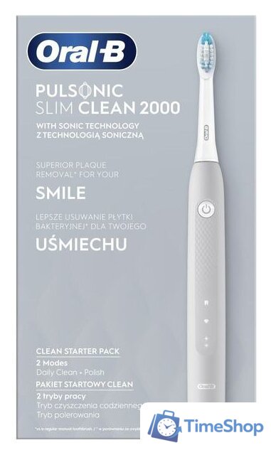 Электрическая зубная щетка Oral-B Pulsonic Slim Clean 2000 (серый) - Изображение №3 — Интернет-магазин Time-Shop