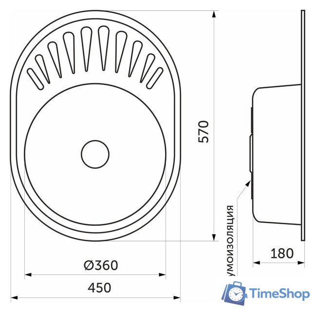 Кухонная мойка AKS Овальная 57x45 (матовый хром) - Изображение №5 — Интернет-магазин Time-Shop
