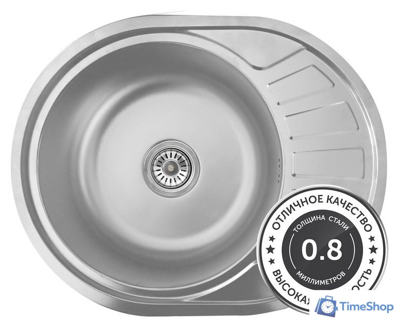 Кухонная мойка AKS Овальная 57x45 (матовый хром) - Изображение №4 — Интернет-магазин Time-Shop