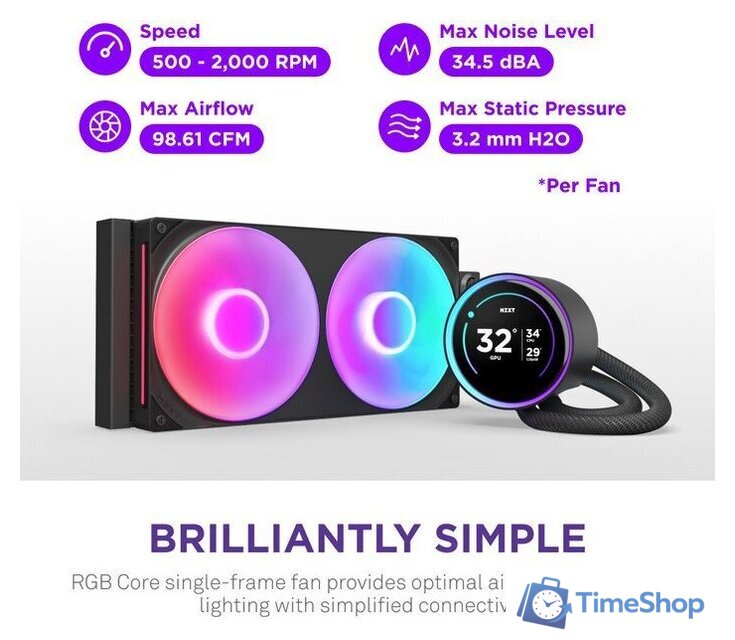 Система жидкостного охлаждения для процессора NZXT Kraken Elite 280 RGB RL-KR28E-B2 - Изображение №6 — Интернет-магазин Time-Shop