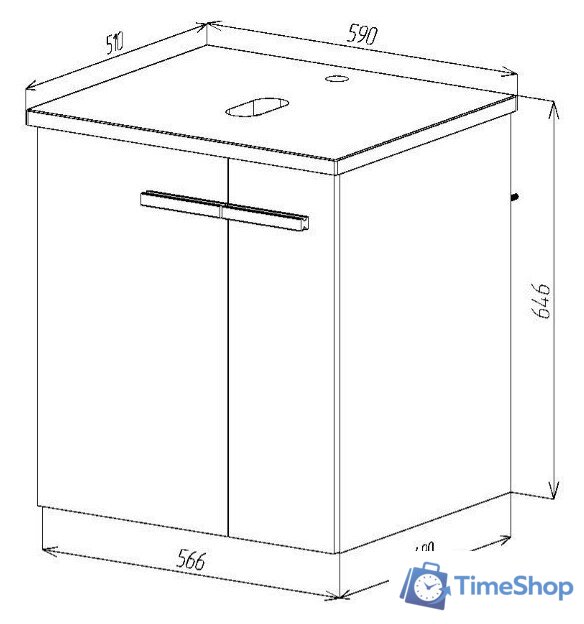  Viant Тумба под умывальник Мюнхен VMUN60NH-T2STP - Изображение №4 — Интернет-магазин Time-Shop