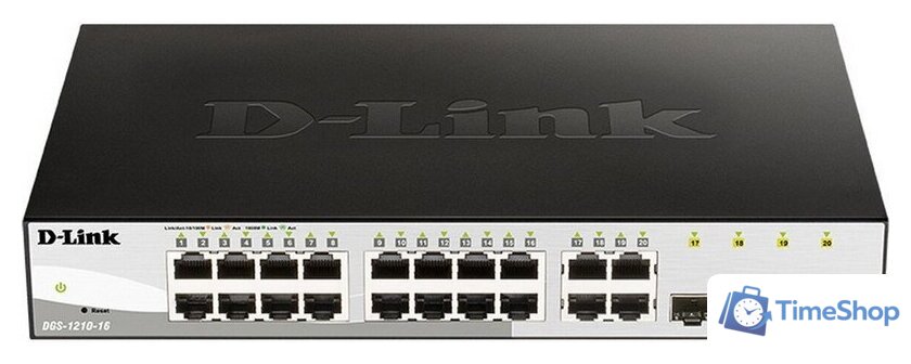 Настраиваемый коммутатор D-Link DGS-1210-16/G2A - Изображение №1 — Интернет-магазин Time-Shop