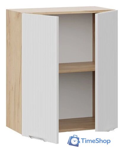 Шкаф навесной Трия Кимберли 1ВВ6 с двумя дверьми (дуб крафт золотой/сноу) - Изображение №2 — Интернет-магазин Time-Shop