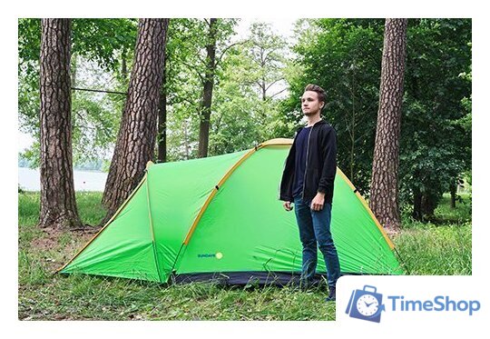 Треккинговая палатка Sundays Camp 4 (зеленый/желтый) - Изображение №2 — Интернет-магазин Time-Shop