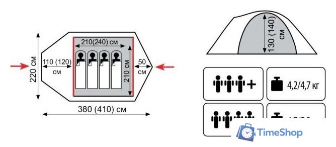 Экспедиционная палатка TRAMP Mountain 4 v2 - Изображение №2 — Интернет-магазин Time-Shop