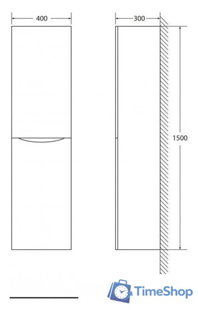  BelBagno Шкаф-пенал Fly-Marino-1500-2A-SC-BO-P-L (левый, bianco opaco) - Изображение №3 — Интернет-магазин Time-Shop