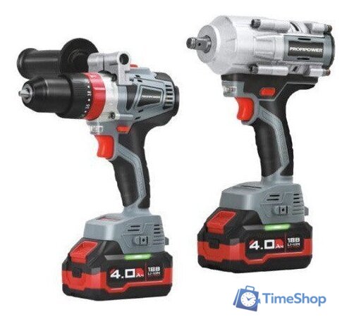  Profipower ProfiSet-2С18 E0221 (шуруповерт, гайковерт, 2 АКБ, кейс) - Изображение №1 — Интернет-магазин Time-Shop