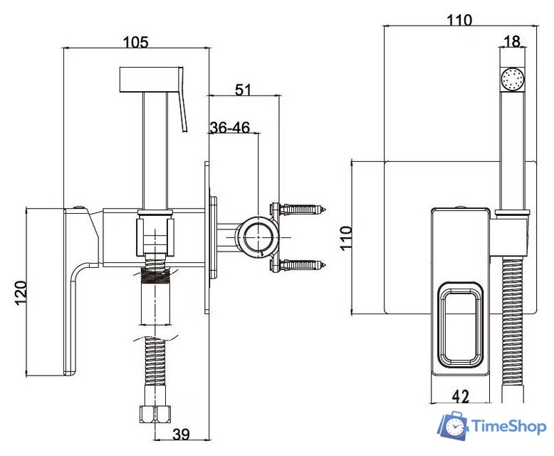 Гигиенический душ Gappo G7217-8 - Изображение №2 — Интернет-магазин Time-Shop
