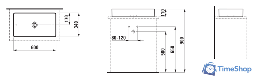 Умывальник Laufen Living Square 60x34 [8114340001121] - Изображение №2 — Интернет-магазин Time-Shop