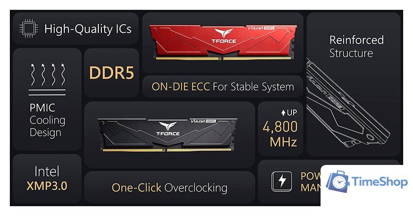 Оперативная память Team T-Force Vulcan 2x16ГБ DDR5 6000 МГц FLBD532G6000HC38ADC01 - Изображение №8 — Интернет-магазин Time-Shop